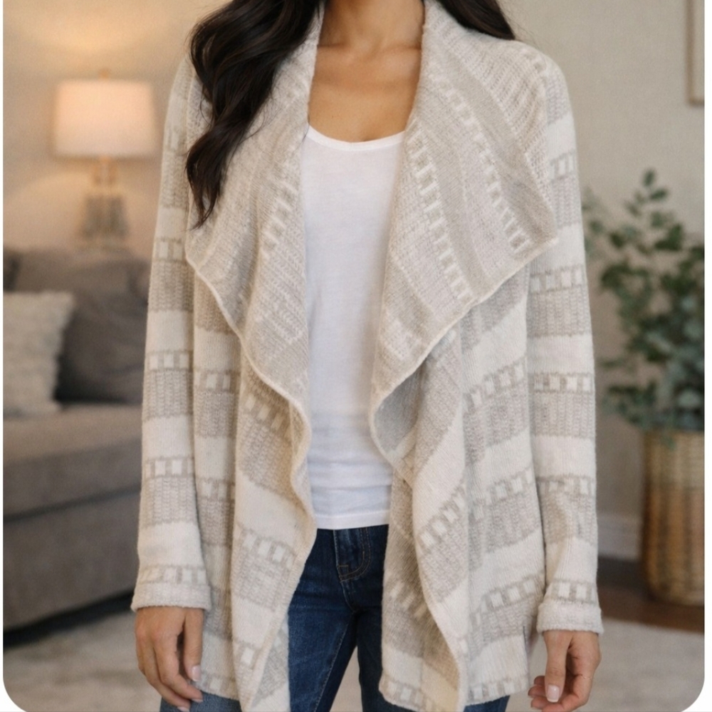 Pixley Cashmere Angora "Willow# Stitch Fix Open Waterfall  Cardigan L